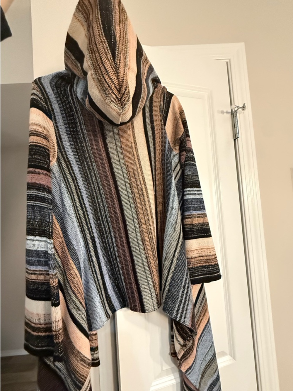 Goddis Striped Hooded Open Cardigan Sweater - Blue, Cream & Brown BNWOT - Picture 3 of 4